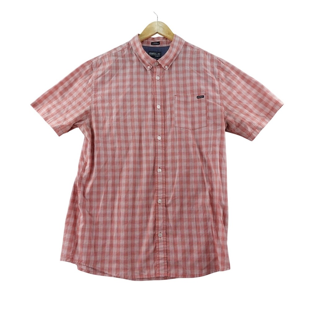 ONeill Mens XL Button Down Shirt‎ Short Sleeve Plaid Classic Fit Casual Top